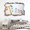 3D Hole-in-the-Wall Cable Car Wall Decal view 3