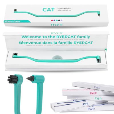 RYERCAT Cat Toothbrush, Micro Head for Kittens (Ocean Blue)