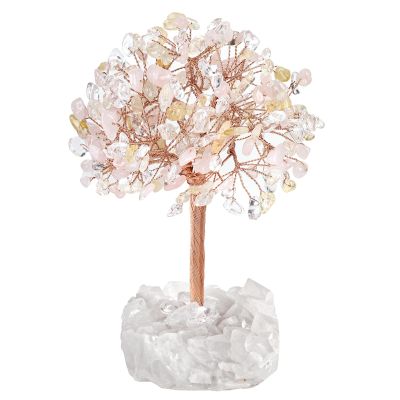 Nupuyai Colorful Gemstone Tree with Clear Quartz Druze Base