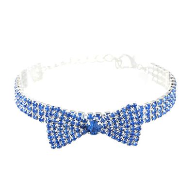 LtuzPet Rhinestone Pet Collar with Bow, Adjustable