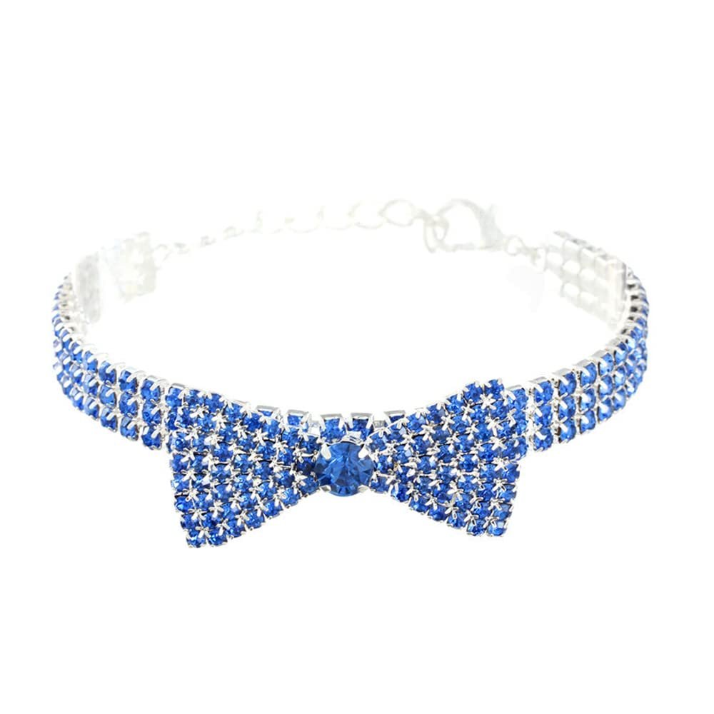 LtuzPet Rhinestone Pet Collar with Bow, Adjustable