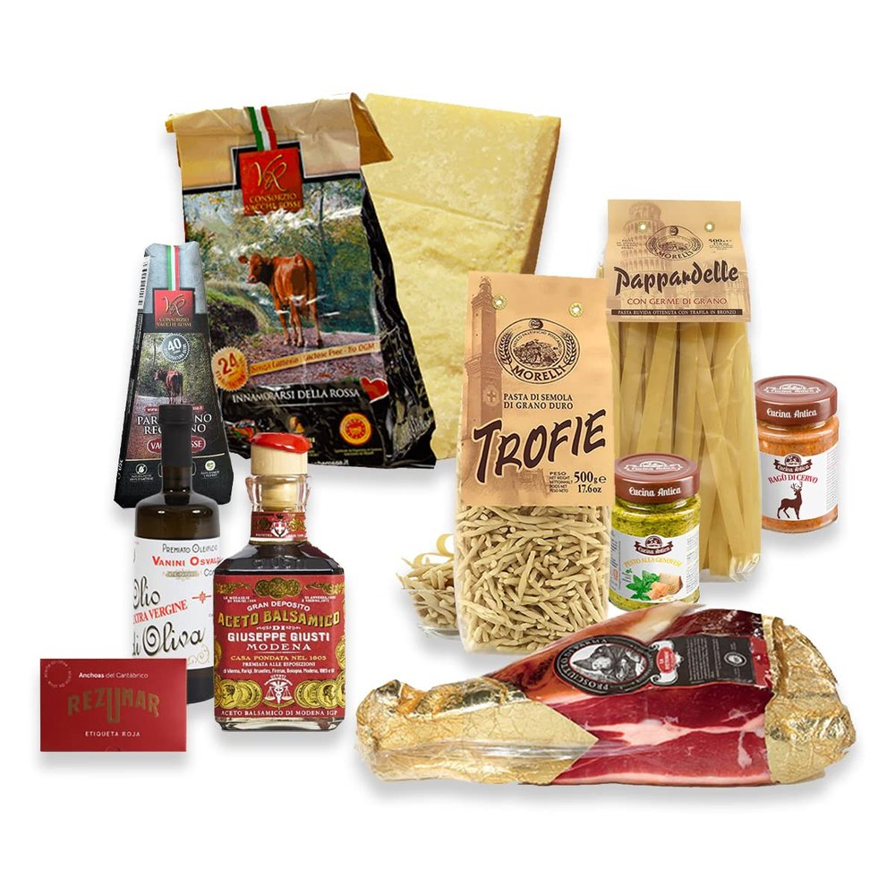 Yeseatis Gourmet Box with Parmigiano Reggiano DOP, Prosciutto di Parma DOP, Artisan Pasta and Gourmet Specialties
