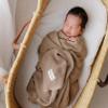 Bleu La La Organic Knit Receiving Swaddle Blanket, Mocha view 2