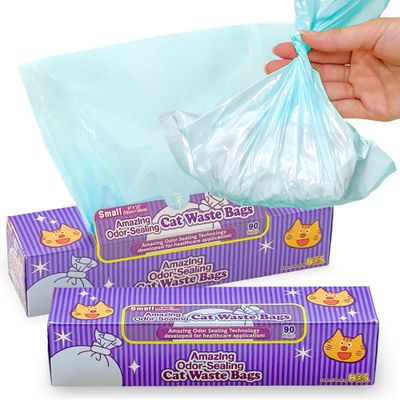 BOS Odor-Sealing Cat Waste Bags, Durable & Odorless [Size: S, Color: Light Blue] (90 pcs, 2 pcs) (180 Bags)
