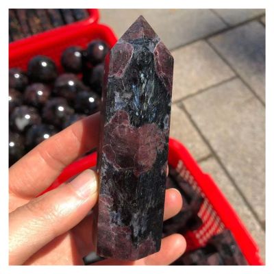 Kigauru Natural Rough Crystal, 60–90 mm, Natural Garnet Crystal Obelisk Quartz Crystal Wand Tip Healing Stone Tower (Color: 5 pcs, Size: 80–90 mm)
