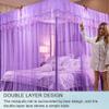 DUXY Mosquito Net Bed Canopy with 4 Corner Posts, Stainless Steel Frame, 3 Openings, Beige, 25 mm, 150 x 200 cm view 3