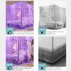 DUXY Mosquito Net Bed Canopy with 4 Corner Posts, Stainless Steel Frame, 3 Openings, Beige, 25 mm, 150 x 200 cm view 4