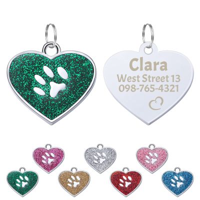 Uiopa 2-Pack Heart Zinc Alloy Personalized Pet ID Tags with Engraving, Green