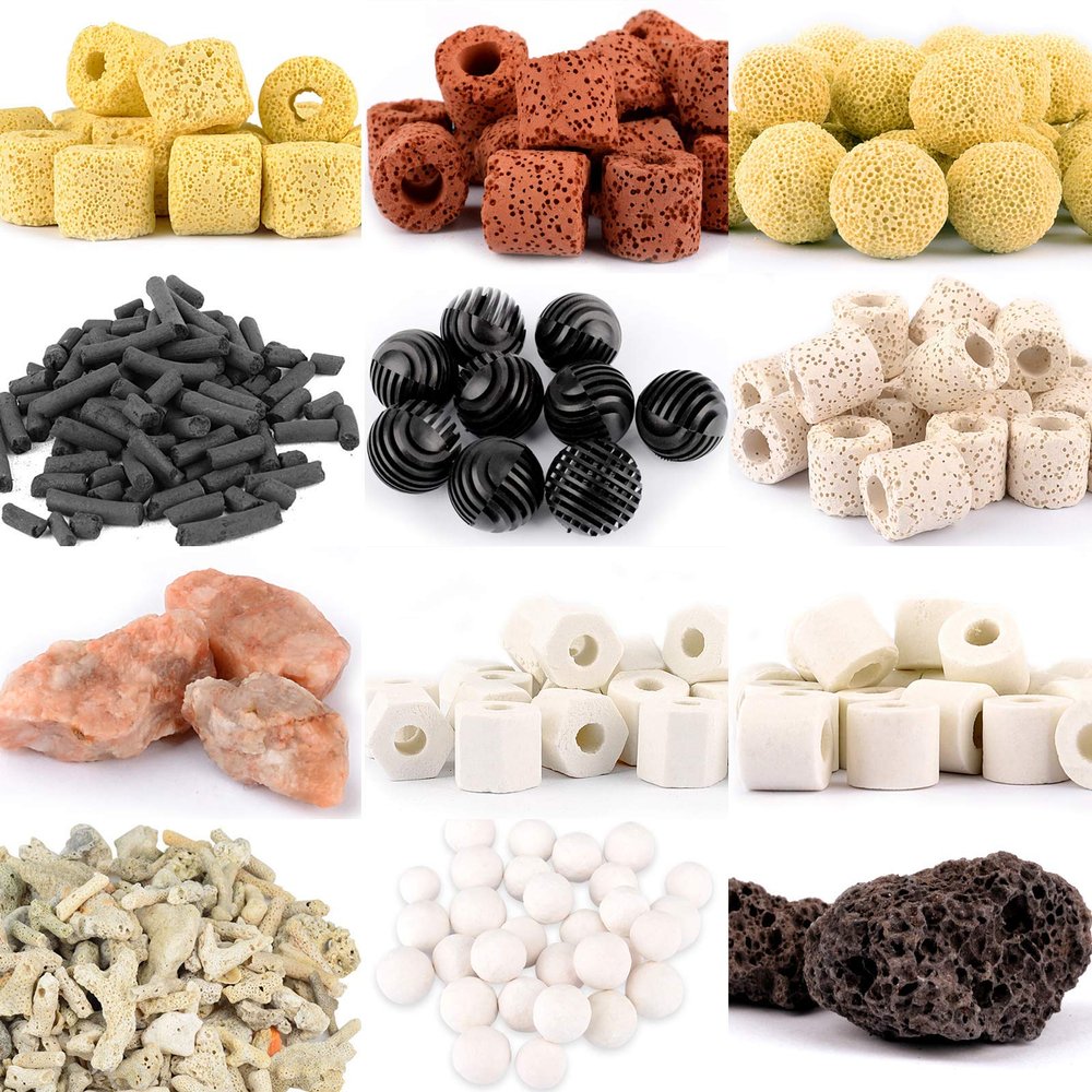 Mei Ting Aquarium Filter Media, 12-in-1 Bio Balls & Ceramic Rings, 500 g, 2 Mesh Bags
