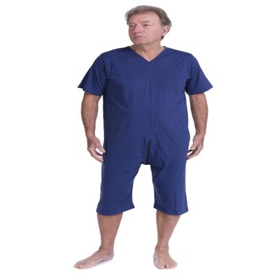 FERRUCCI COMFORT Cotton Senior Pajamas, Short Sleeves and Shorts, Navy Blue, XL