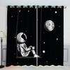 LUORU 3D Universe Planet Blackout Curtains with Grommets, 150 x 166 cm, 2-Piece Set view 1