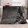 Aolity Baby Blanket 70 x 100 cm, Black-and-White Jaguar and Blue-Eyed Tiger, Plush Flannel Blanket view 1