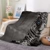 Aolity Baby Blanket 70 x 100 cm, Black-and-White Jaguar and Blue-Eyed Tiger, Plush Flannel Blanket view 2