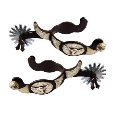 Milageto 2-Piece Anti-Rust Hand-Engraved Western-Style Horse Spurs, Dark Brown