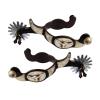 Milageto 2-Piece Anti-Rust Hand-Engraved Western-Style Horse Spurs, Dark Brown view 1