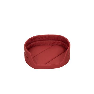 BARRY & LUCY Oval Dog Bed, Durable & Comfortable, Indoor/Outdoor, Washable, Water- and Scratch-Resistant (Dark Red, L)