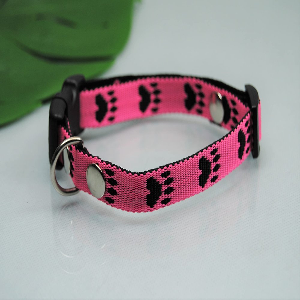 Nylon Collar 15mm Puppy Pink-Black