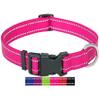 DEY - Premium Dog Collar Nylon, Reflective, Adjustable, for Small & Large Dogs, Pink XS view 1