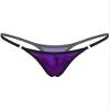 MSemis Women's Shiny Micro String Thong, Low-Rise Open-Crotch Bikini Brief, Purple, One Size view 2