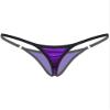 MSemis Women's Shiny Micro String Thong, Low-Rise Open-Crotch Bikini Brief, Purple, One Size view 3