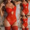 Blingko Women's Sexy High-Waisted Negligee Babydoll Set with Front Closure view 2