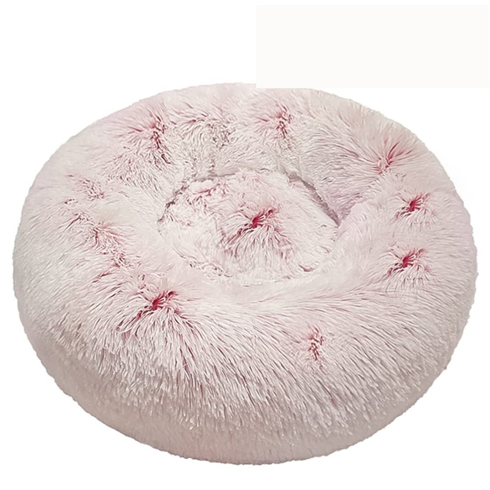 Calming Donut Dog Bed for Small Dogs, Plush Faux Fur, Washable, 61 cm