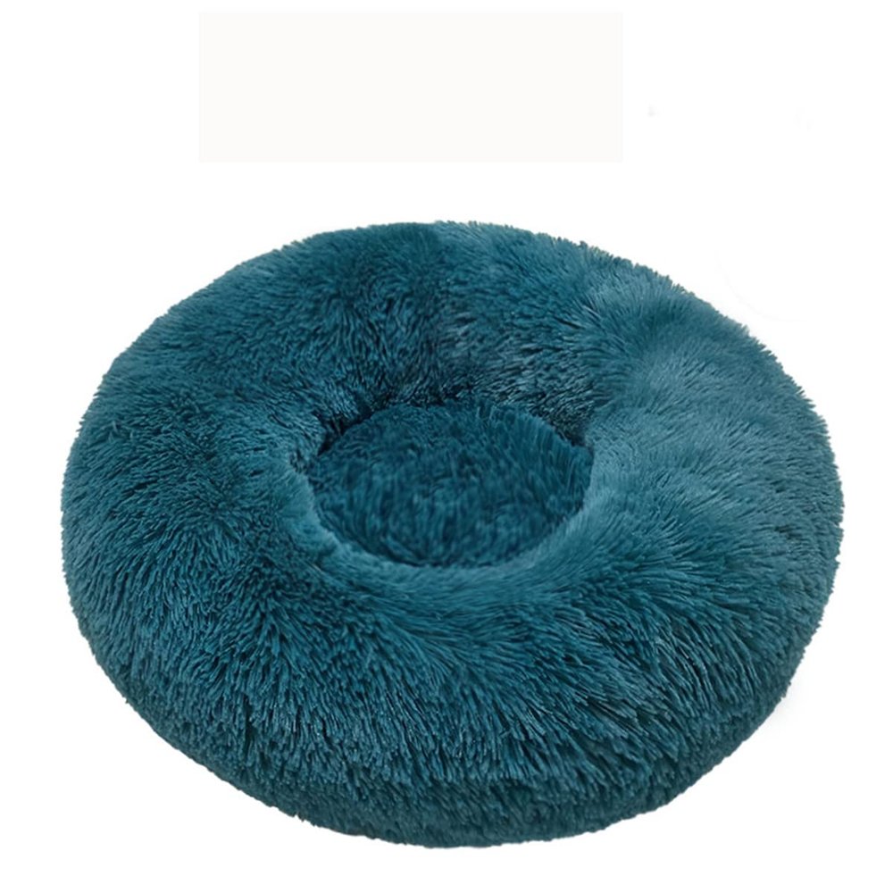 Calming Donut Dog Bed for Small Dogs, Plush Faux Fur, 61 cm