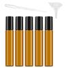 5-Pack 10 mL Refillable Essential Oil Roller Bottles, Amber Glass with Stainless Steel Roller Balls view 1