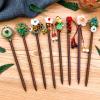 CAOMEI Elegant Wooden Hair Stick with Tassel, Retro Chinese-Style Hairpin for Women with Long Hair view 4