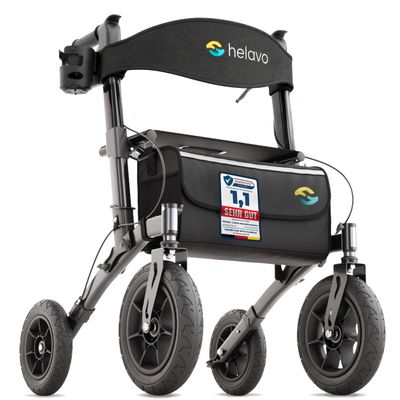 Helavo Outdoor Rollator Walker with Air-Filled Tires - Foldable