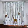JSHEN Modern Blackout Curtains for Children's Room, 3D Moose Forest Snow Scene, Grommet-Top, Set of 2, 170 x 200 cm view 1