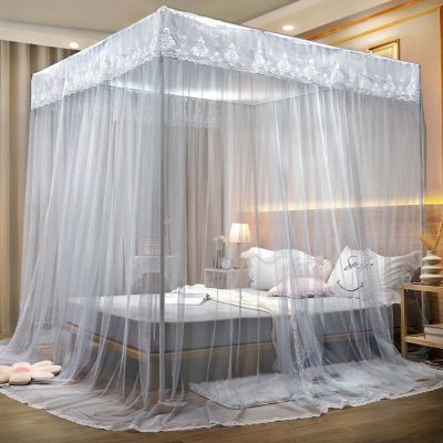 DUXY Mosquito Net for Double Beds, Square Canopy with Stainless Steel Frame, 3 Openings, 180 × 200 cm