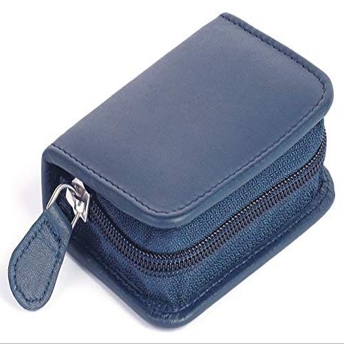 OMEO Blue Cowhide Leather Case for 16 Homeopathic Globule Vials