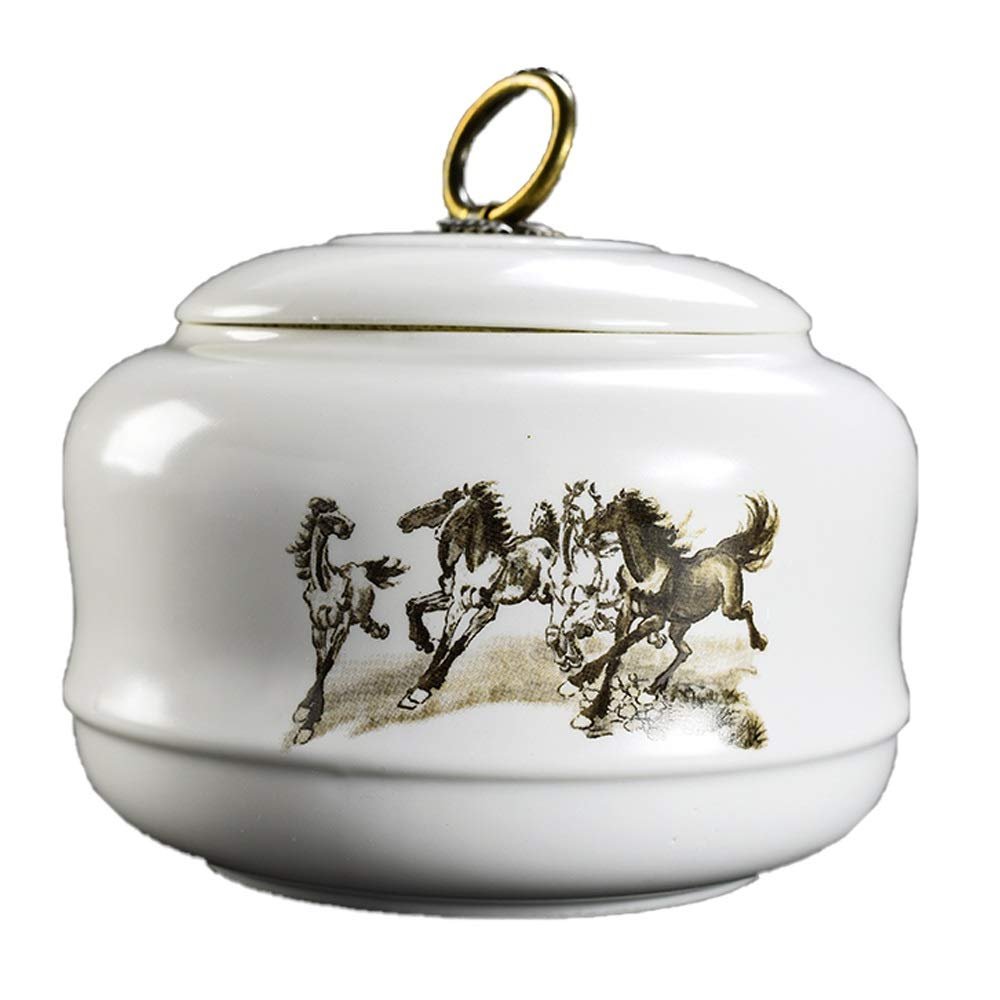 Hand-Painted Ceramic Cat/Dog Coffin Cremation Urn