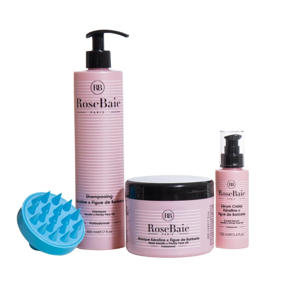 ROSE BAIE RoseBaie Hair Routine Prickly Pear Shampoo 500 ml, Mask 500 ml, Serum 100 ml + 1 Hair Tie in Random Color
