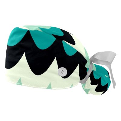 2-Pack Work Caps with Buttons and Tie for Women with Long Hair, Adjustable Cotton Sweatband, Multicolor, One Size