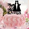 Personalized Two-Brides Wedding Cake Topper, Black Acrylic view 1