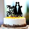 Personalized Two-Brides Wedding Cake Topper, Black Acrylic view 2