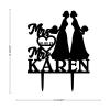 Personalized Two-Brides Wedding Cake Topper, Black Acrylic view 4
