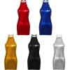TOSHIKII Women's Sexy Backless PU Wetlook Mini Party Dress view 3