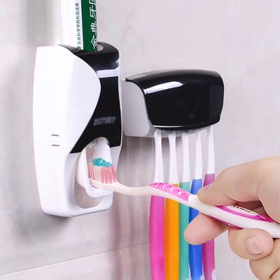 Ecoodisk No-Drill Automatic Toothpaste Dispenser and Toothbrush Holder