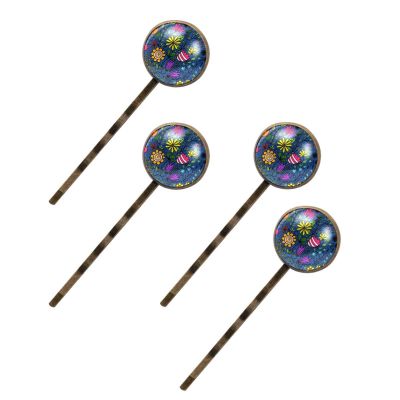 Women's Blue Floral Hair Clips, 4-Piece Set