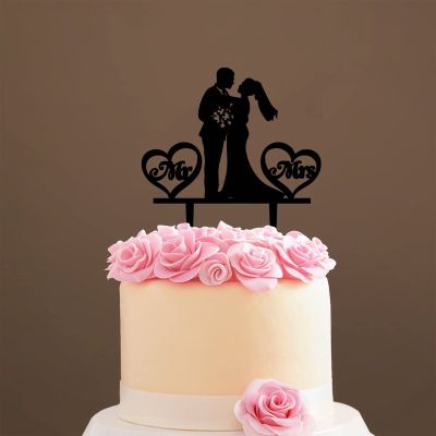 Custom Mr & Mr Cake Topper, Couple Cake Toppers, Bride and Groom Silhouette, Wedding or Engagement Decoration, Acrylic, Made in the USA
