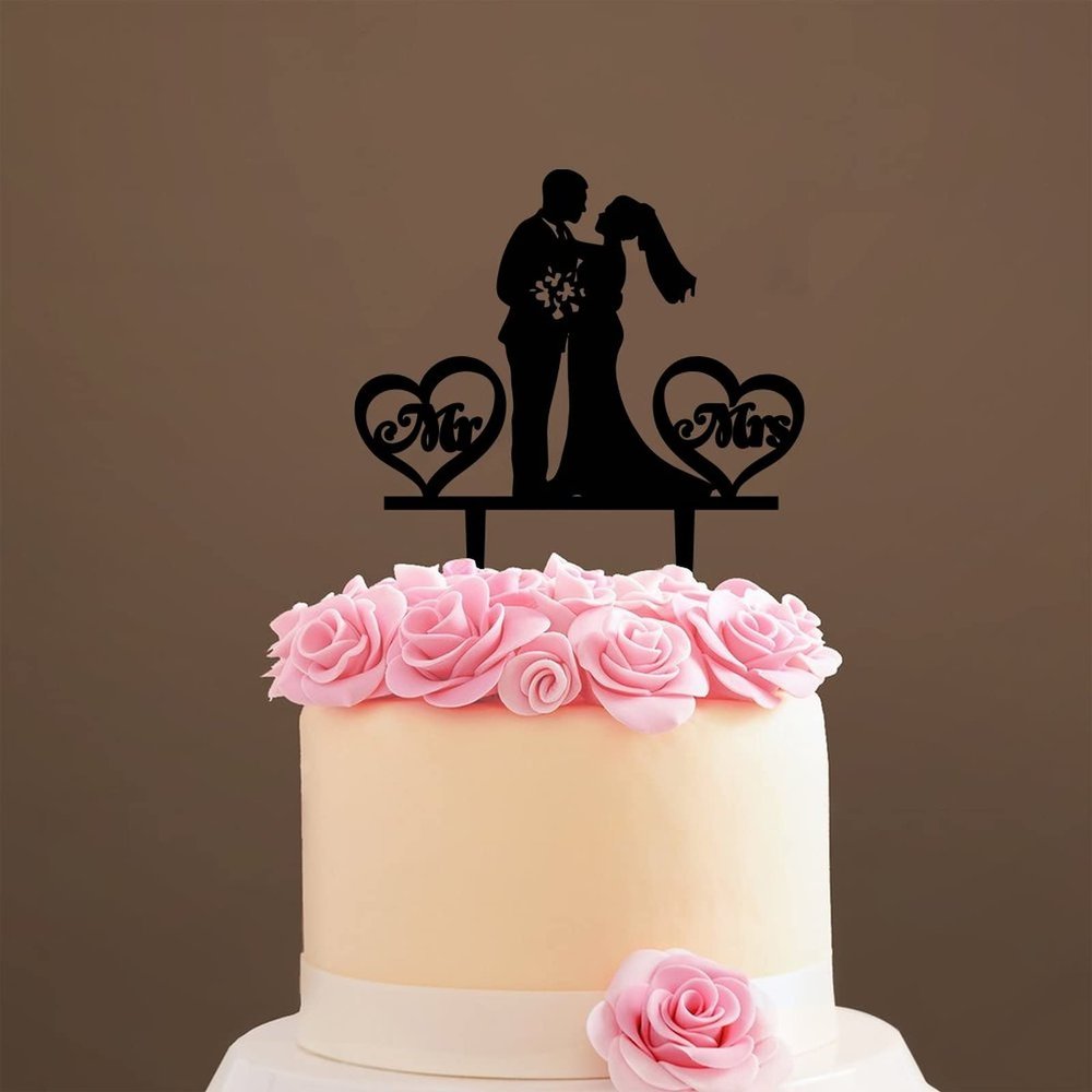 Custom Mr & Mr Cake Topper, Couple Cake Toppers, Bride and Groom Silhouette, Wedding or Engagement Decoration, Acrylic, Made in the USA