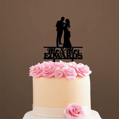 Personalized Wedding Cake Topper with Bride and Groom