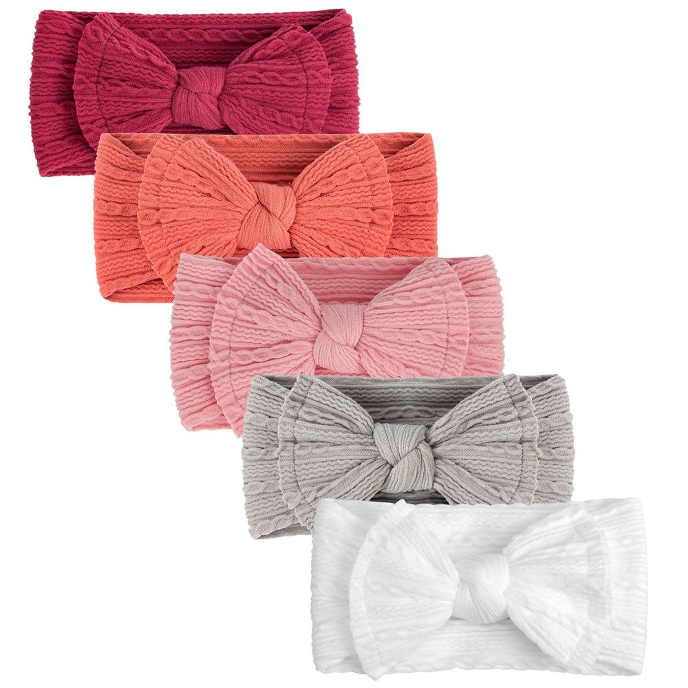 DRESHOW 5-Pack Baby Nylon Headbands with Bows