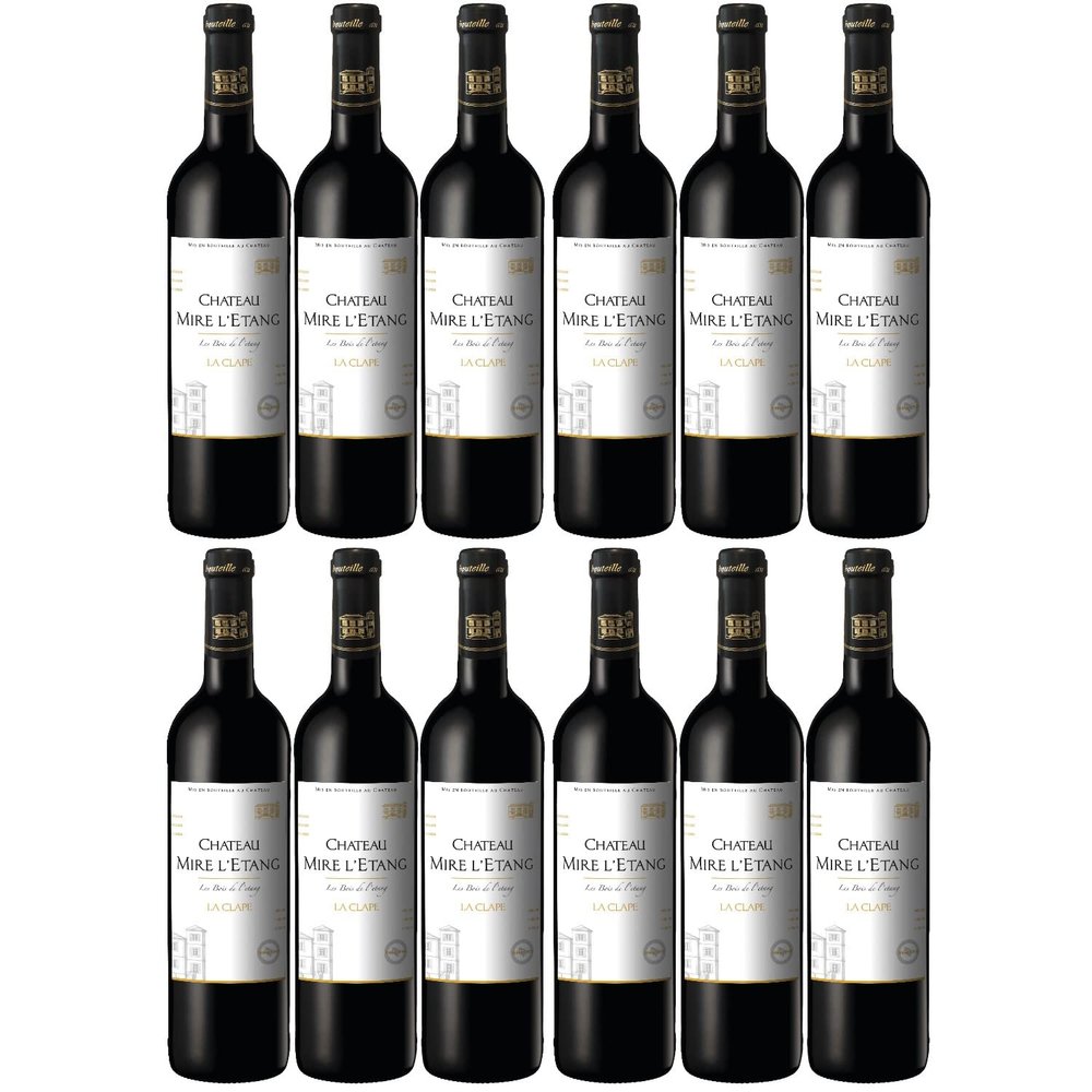 Château Mire L'Etang La Clape AOP Dry Red Wine, France, incl. FineWert E-Book (12 x 0.75 L)