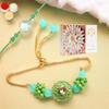 Ghasitaram Gifts T-12 Green Stone Bhaiya Bhabhi Rakhi with 400 g Kaju Katli view 1