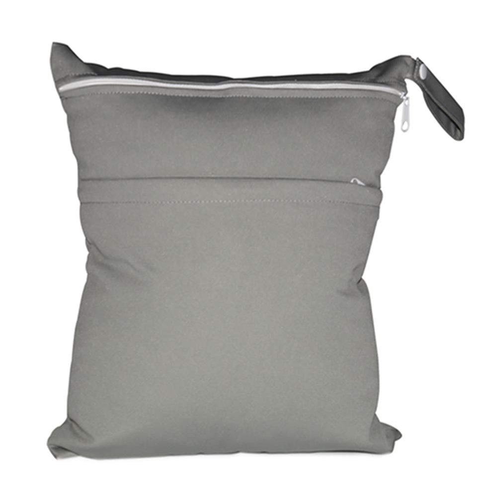 Egurs Baby Wet/Dry Diaper Bag with Double Zippers, Gray