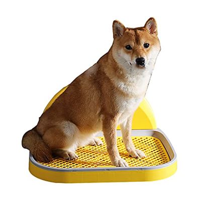 YANYUESHOP Puppy Potty Tray 49 x 38 x 5 cm, Dog Toilet and Puppy Pad Holder with Removable Post and Wall Guard